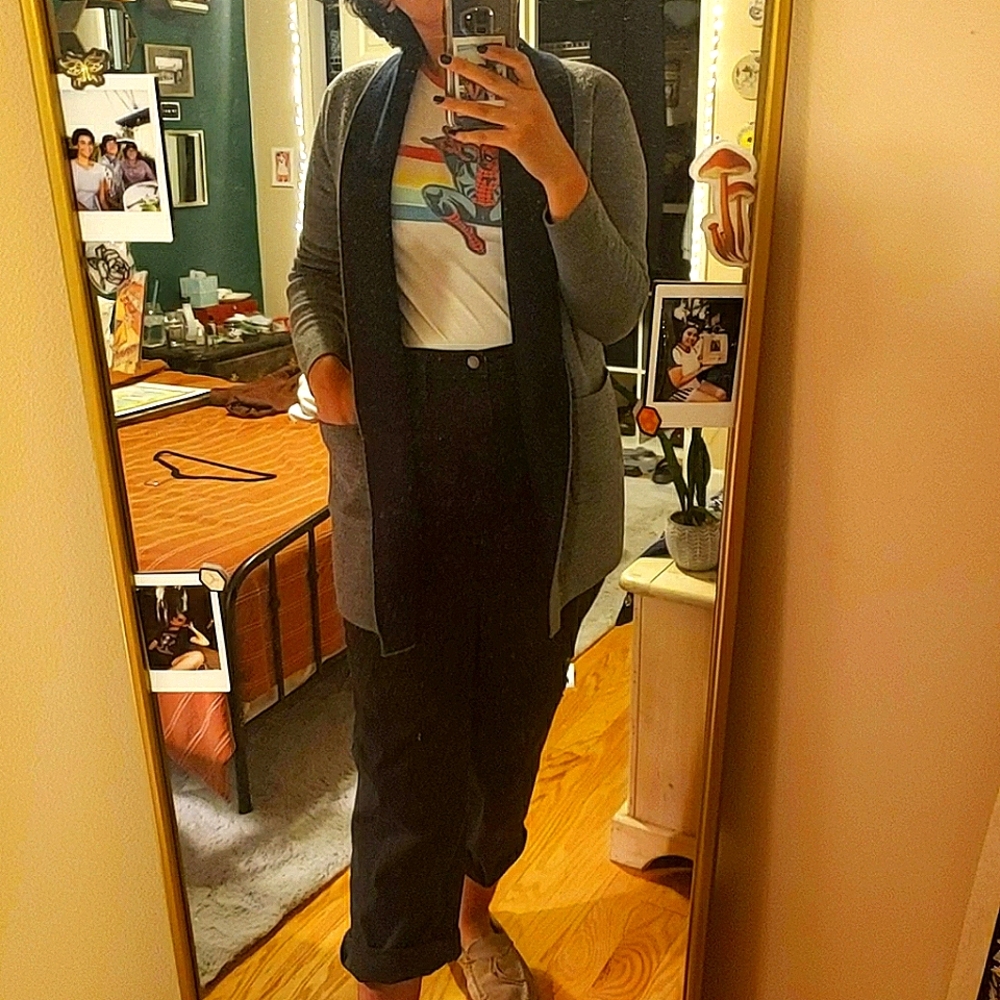 Long Navy/Gray Cardigan